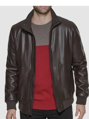 Calvin Klein men’s leather jacket NEW with tags size L brown color